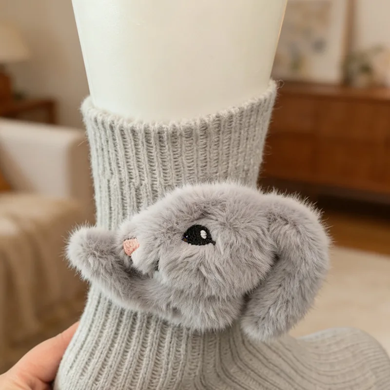 Cute Cartoon Animal Socks Plush Knit Cotton Socks with Dot Glue Women Men Cartoon Tiger Fox Panda Koala Raccoon Short Socks - view 4
