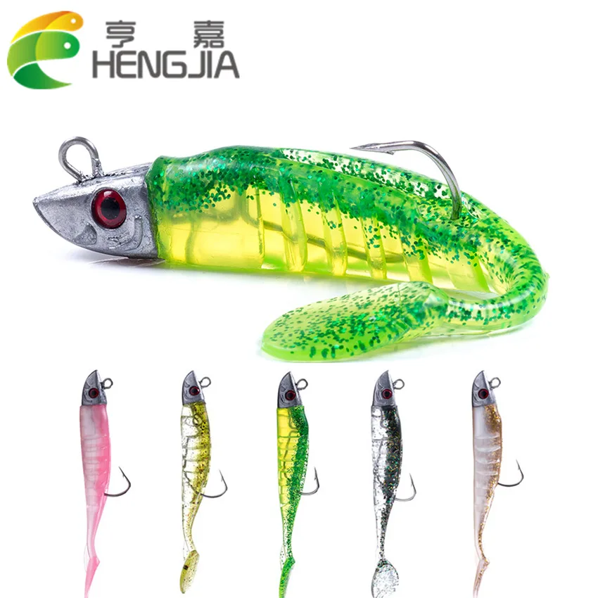 11cm/9cm T Tail Soft Lures with Leaded Head Saltwater for Megabass Perch Silicone Bait Long Shot Sinking Jigs Hook Fishing Lure