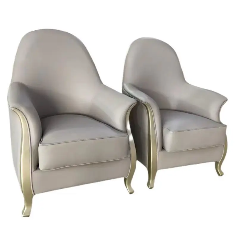 

American light luxury solid wood leisure sofa single chair fabric sofa lazy chair
