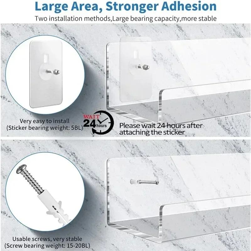 1pc portaoggetti in acrilico trasparente montato a parete scaffale galleggiante per libri supporto per espositore per trucco portafoglio per organizer da cucina per bagno