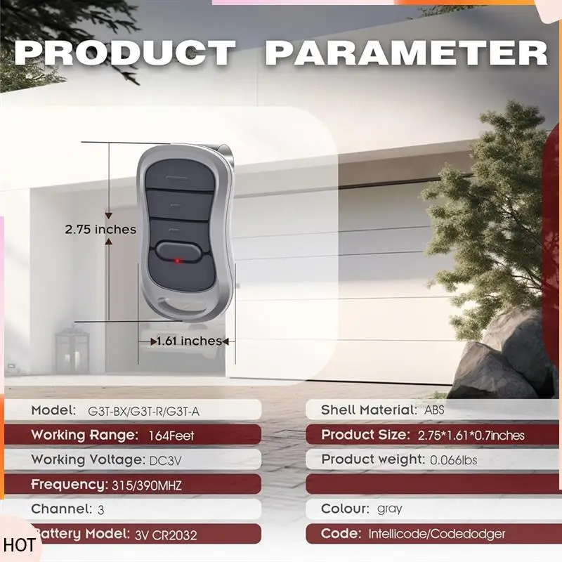 Berita 3 Buah Pembuka Pintu Garasi Remote G3T-BX untuk G3T-R Genie Pembuka Pintu Garasi Pembuka Pintu Garasi Remote315/390MHZ