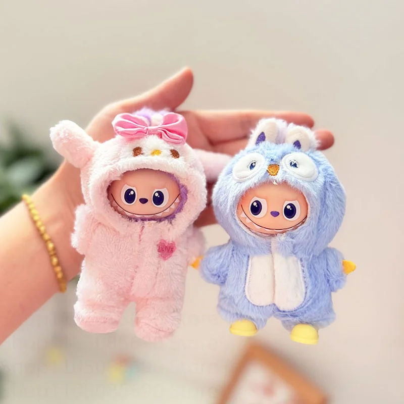 10cm For Mini Labubu 4.0 Doll Clothes 4th-Gen Cute Penguin Onesie Yellow Boots Accessories For Mini Labubu
