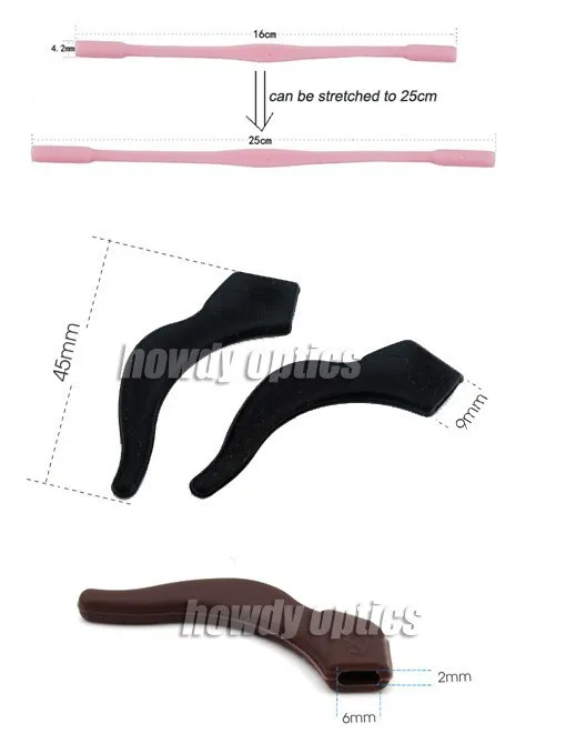 10 sets Quality Sport Sunglasses eyeglasses Anti Slip silicone temple tip holder ear hook eyeglasses chain cord 2pcs in a set