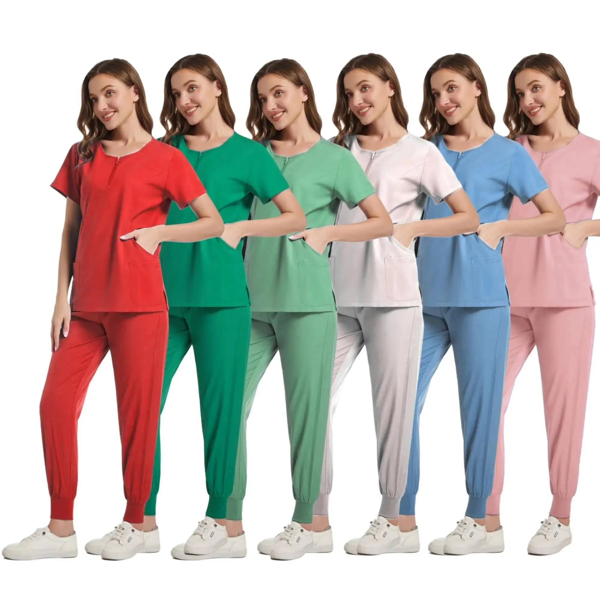 Tuta da donna Set corto Uniformi da lavoro Spa Salon Uniforme Abbigliamento da lavoro Set di scrub colorati per sala operatoria