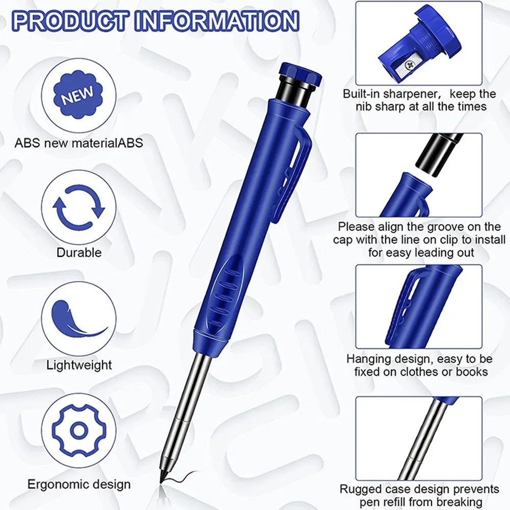 

1Pcs Solid Carpenter Deep Hole Mechanical Pencil Woodworking Deep Hole Marker Pen Wood Worker Marking Pencil