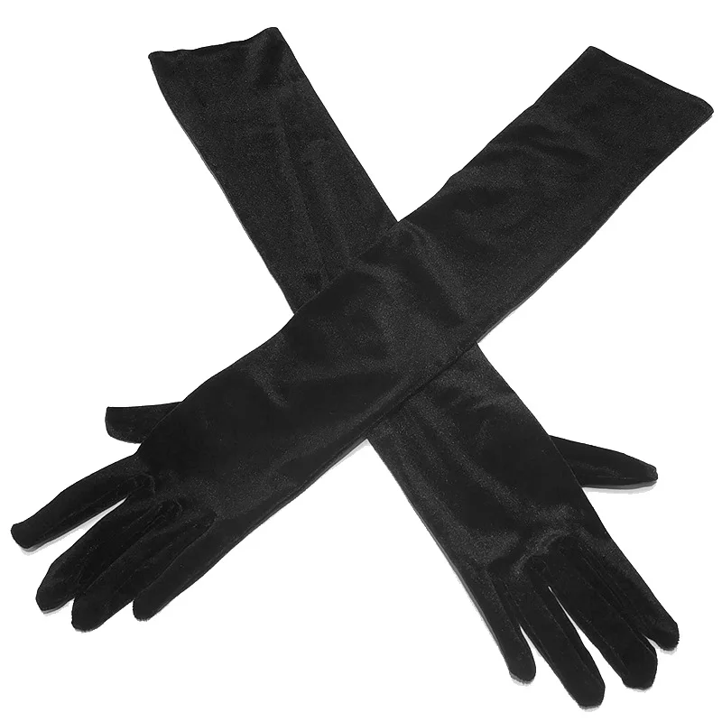 Multicolor Autumn Winter Over Elbow Noble Banquet Women Velvet Long Dinner Dress Gloves Warm Elastic Driving Etiquette Gloves