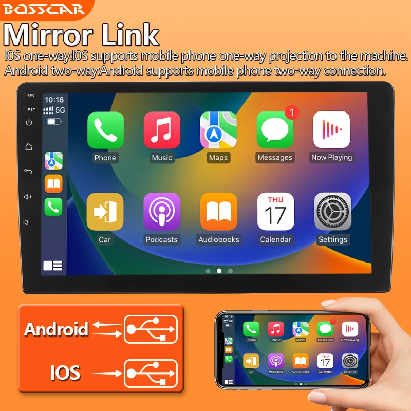 

BOSSCAR Universal 2Din Car Radio 7"9"10" HD Touchscreen Wireless BT GPS Multimedia Video Player MP5 FM Android Carplay Autoradio