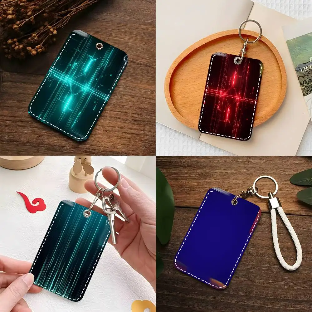 Modern Famous Racing Cars Series Gradient Card Case Keychain Access Card Bag Key Tag Ring Leather Card Holder Key Ring Access