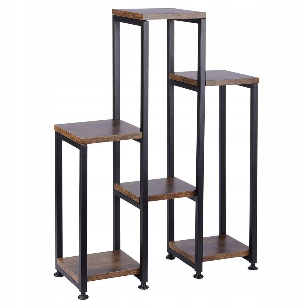 6 Tier Wooden Flower Rack Metal Plant Stand Indoor Corner Plant Display Rack Multiple Flower Holder Shelves Storage Organizerpro