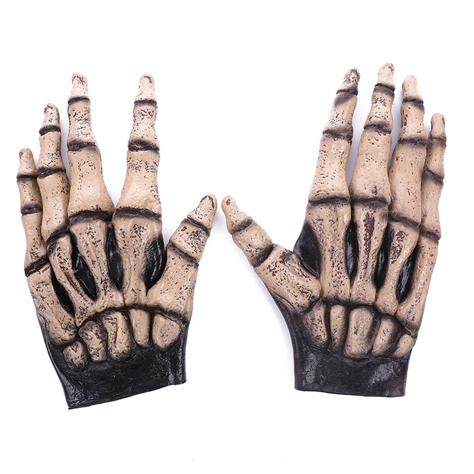 Herren Damen Gothic Horror Knochen Skelett Teufel Hexe Wolf Handschuhe Halloween Cosplay Dress Up Rollenspiel Geist Gruselige Kostüm Requisiten