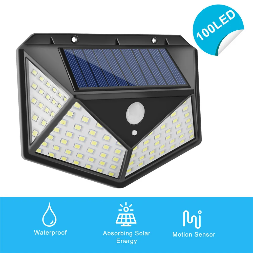 

100 Led Solar Wall Lamp PIR Motion Sensor Outdoor Solar Street Light Garden Fence Lights IP65 Waterproof Solar Porch Wall Lamp