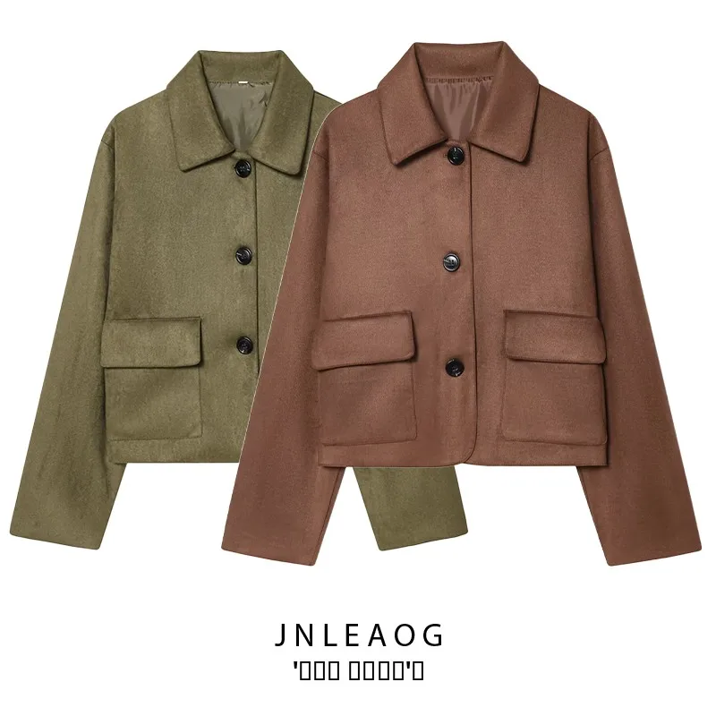 

JNLEAOG Autumn New Faionable Velvet ort Jaet Women's Clothing Versatile Long Sve Slimming Polyester Outerwear