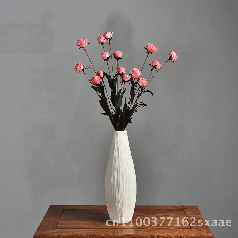 European-Style White Ceramic Vase Wholesale Office Home Decor TV Cabinet Ornaments Flower Arrangement Crafts