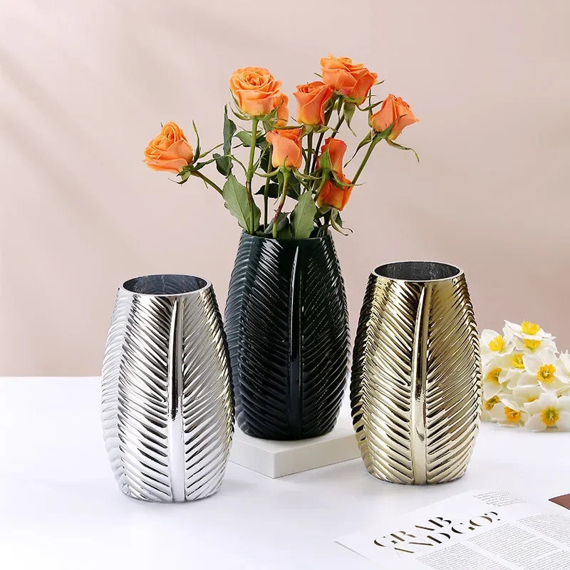 

New Nordic Minimalist Glass Vase Decoration Creative Golden Flower Arrangement Home Room Soft Decoration Dried Flower Device