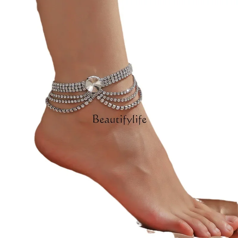 

Rhinestone anklet, ethnic style crystal fringed anklet, high heels accessories