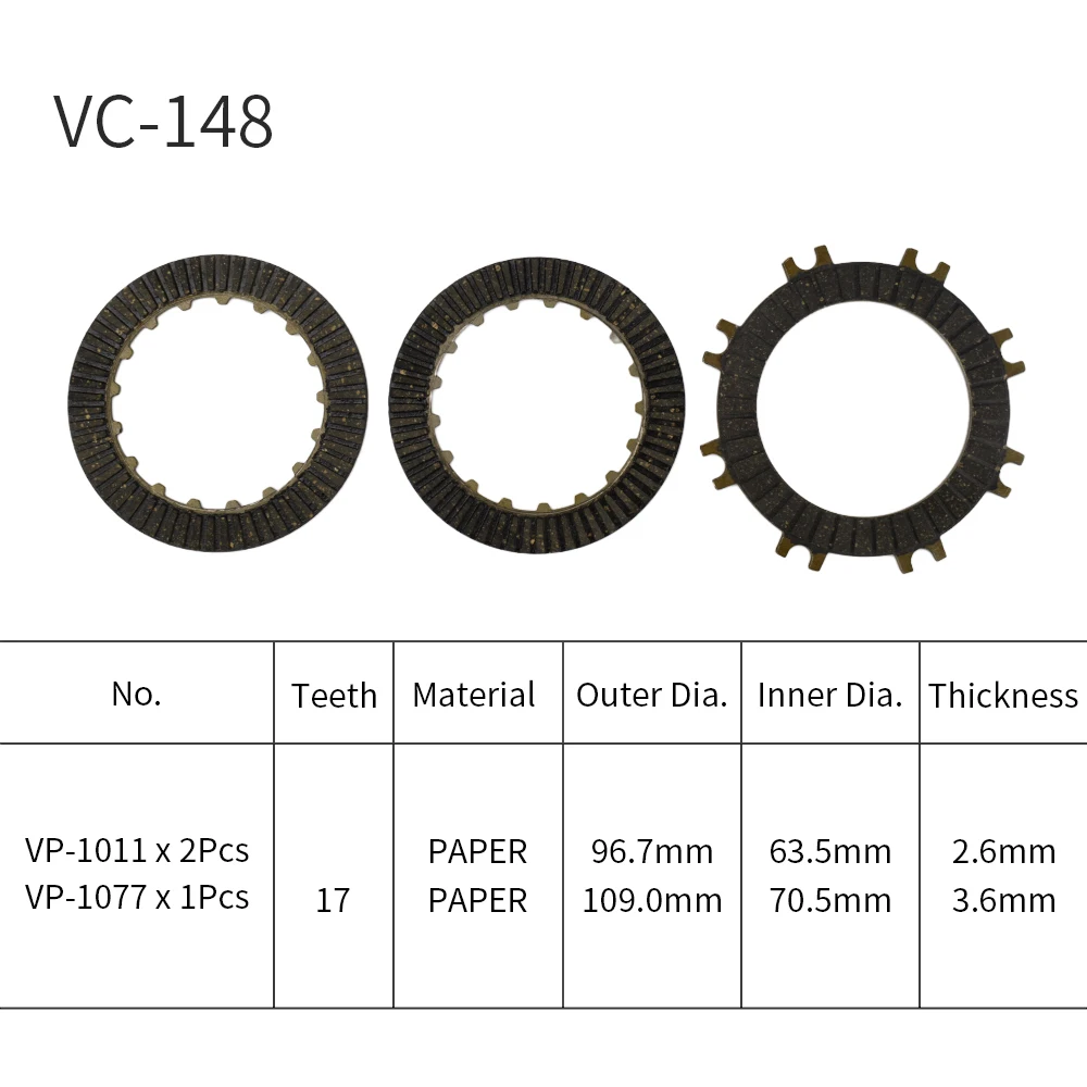 For Honda MP 50 / DX Solo 2003 C70 Passport 1982 MP50 MP50DX Motorcycle Clutch Friction Plates 3 PCS Paper Based Kits