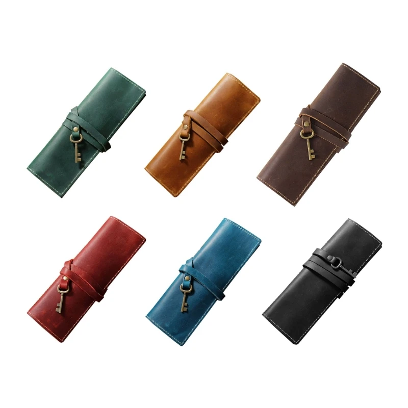 

Leather Pencil Wrap Bag Handmade Pen Bag Multi-functional Pencil Roll Bag Pen Holder Case for Student Artists Writers