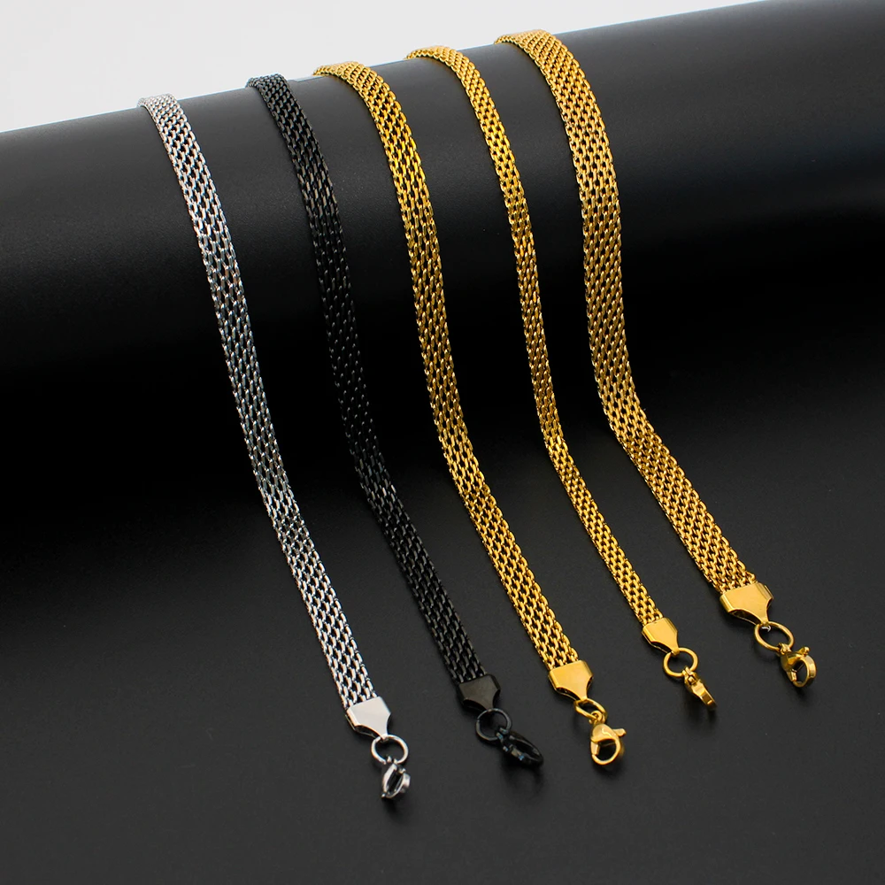 4/6/8MM New Mesh Chain Necklace Stainless Steel Jewelry Fashion Widened  Punk Vintage Clavicle Jewelry Gift