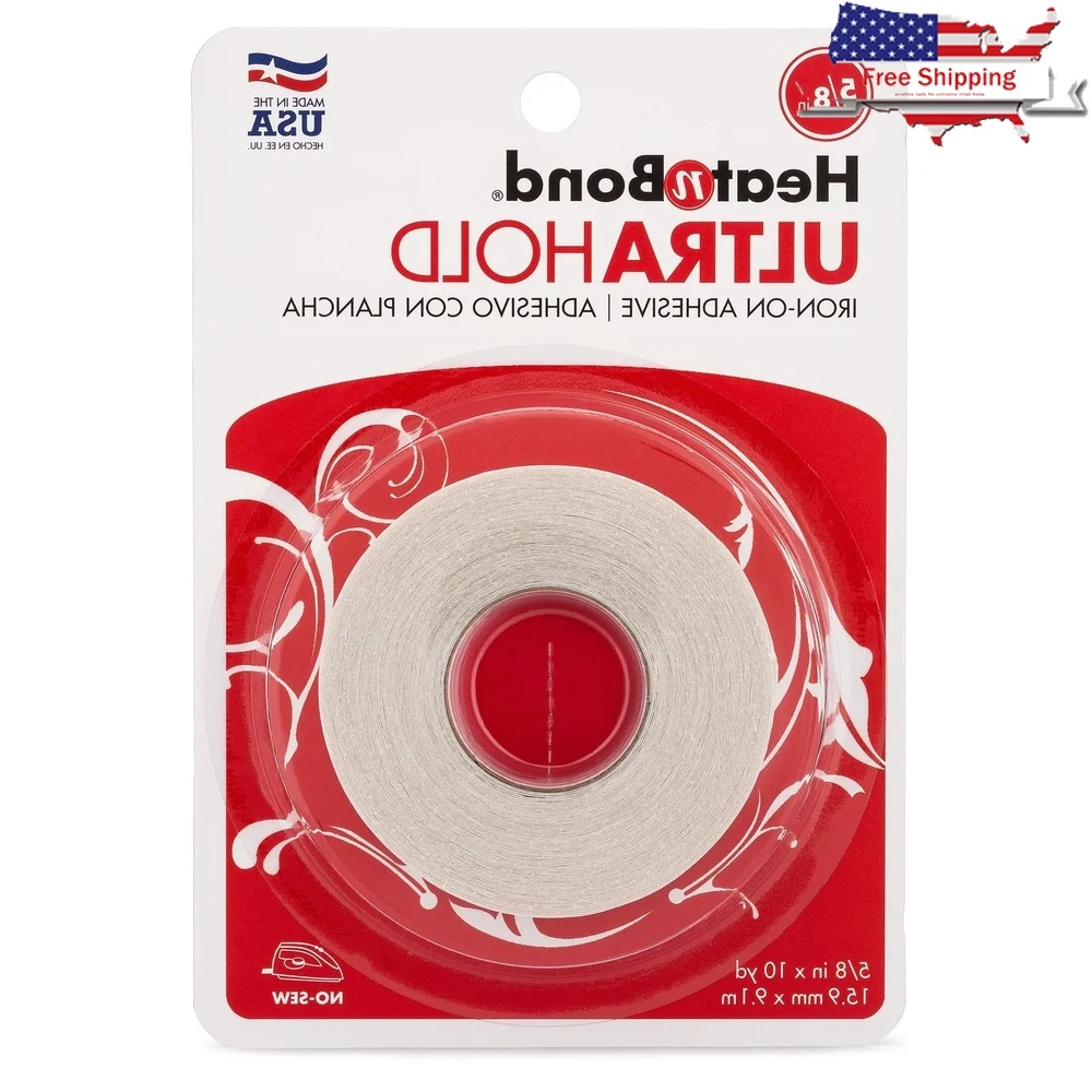 

Ultrahold Iron-On Adhesive Tape Double-Sided No Sew Bond Fabric Bonding Tape 5/8 Inch 10 Yards Heat Activated Permanent