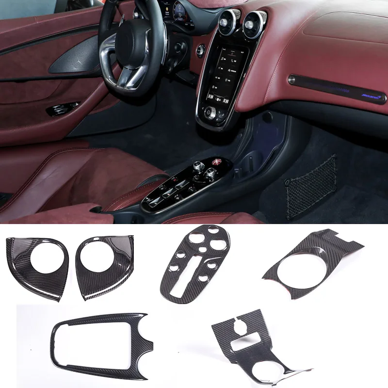 Real Carbon Fiber For McLaren GT 2019-2022 Car Center Control Gear Shift Tea Cup Navigation Decorative Panel Sticker Accessories