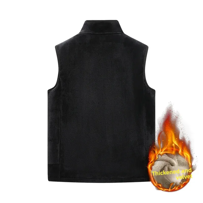 Double-Sided Lamb Velvet Fleece Lined Vest Winter New Style for Middle-Aged And Elderly People Silver Fox Velvet Fleece Vest