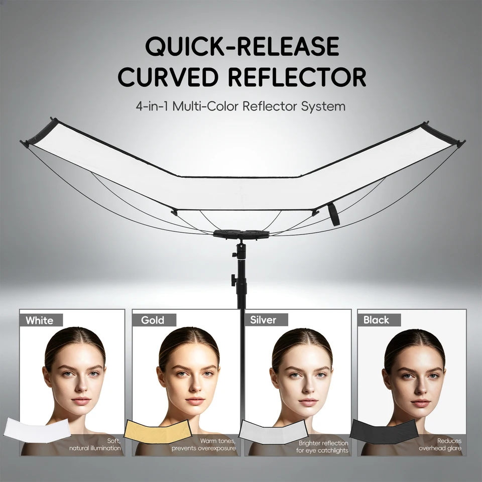 Ambitful 4-in-1 U-Shape Reflector UGO 46105SE 60150SE Gold Silver Black White Diffusers One-touch Open Close Reflective Screen