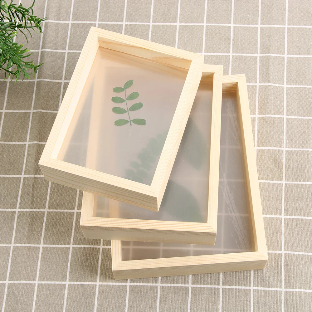 Natural Wooden Photo Frame Art Wood Wedding Mini Pictures Frames DIY Plant Specimen Frame Family Picture Holder Home Decoration