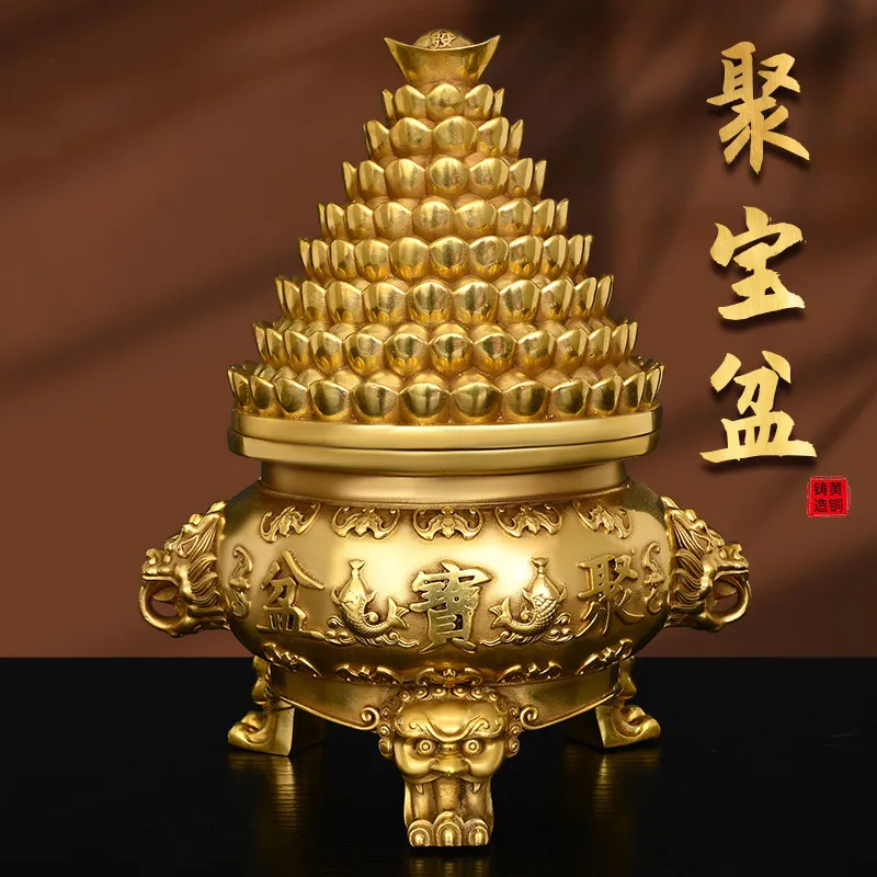 Pure Brass Cornucopia with Lid Accumulate Home Decoration Store Opening Housewarming Gifts & Crafts Decoration