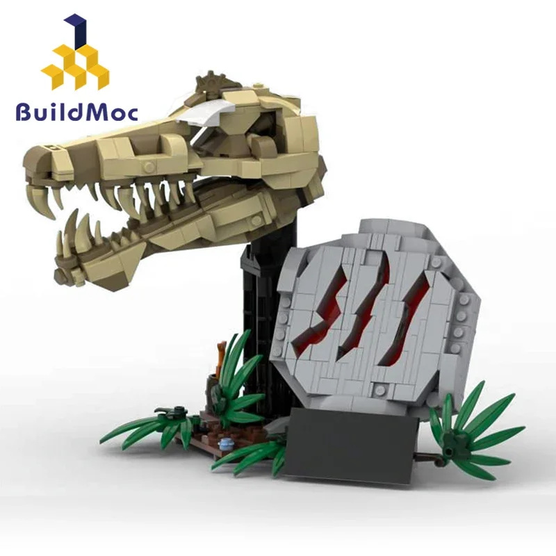 Jurassic Worlds Dinosaur Fossils Bricks Building Blocks Set Jurassics Parks Spinosaurus T. rex Skull Model Toy for Children Gift