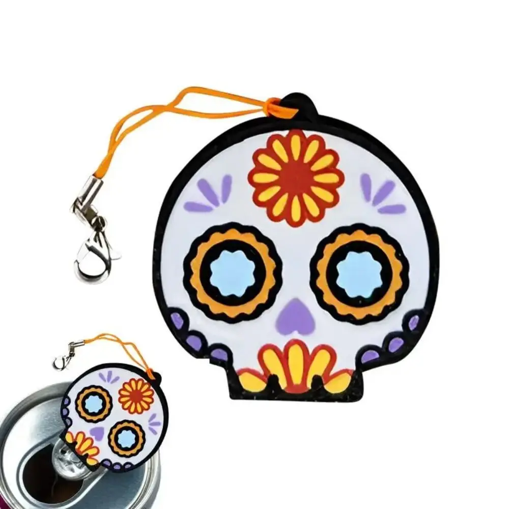 Fashion Halloween Skull Pull Ring Opener Creative With Keychain Skull Auxiliary Tab Opener Plastic Can Opener