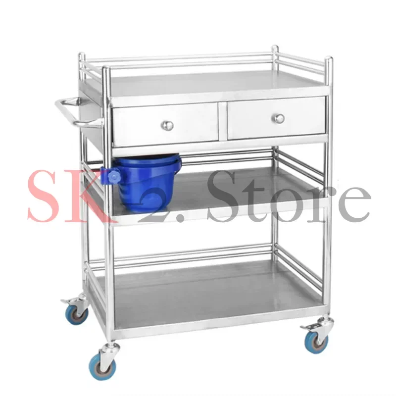 Stainless Steel Salon Trolley Hospital Trolley Cart Beauty Salon Rack Operating Room Medical Equipment Instrument Movable Cart z