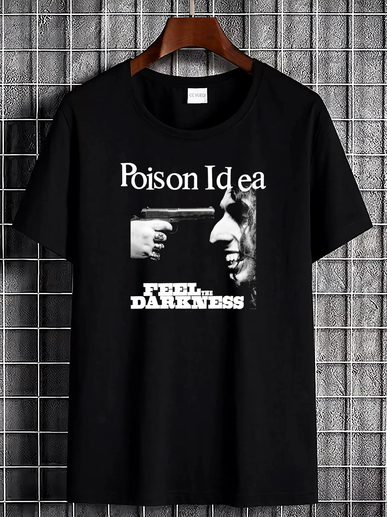 Camiseta oficial Poison Idea Feel The Darkness y camiseta negra con estampado, con estampado del logotipo, ropa informal de calle, suave y cómoda