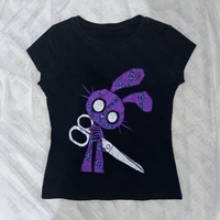 Emo girls y2k style Retro Print graphic t shirts gothic shirt street graphic  top goth women clothes Punk gothic baby tees 2000s