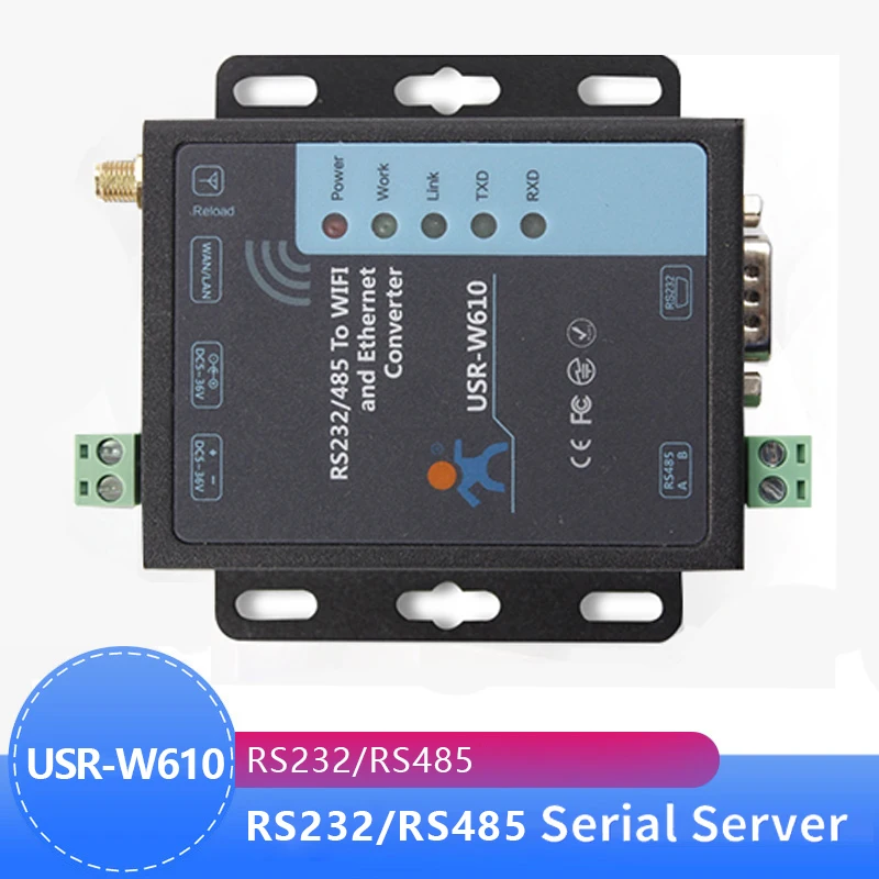 USR-W610 SSL HTTPS Serial RS232 RS485 to RJ45 Ethernet WiFi Converter Wireless Server Converter Built in Web Server