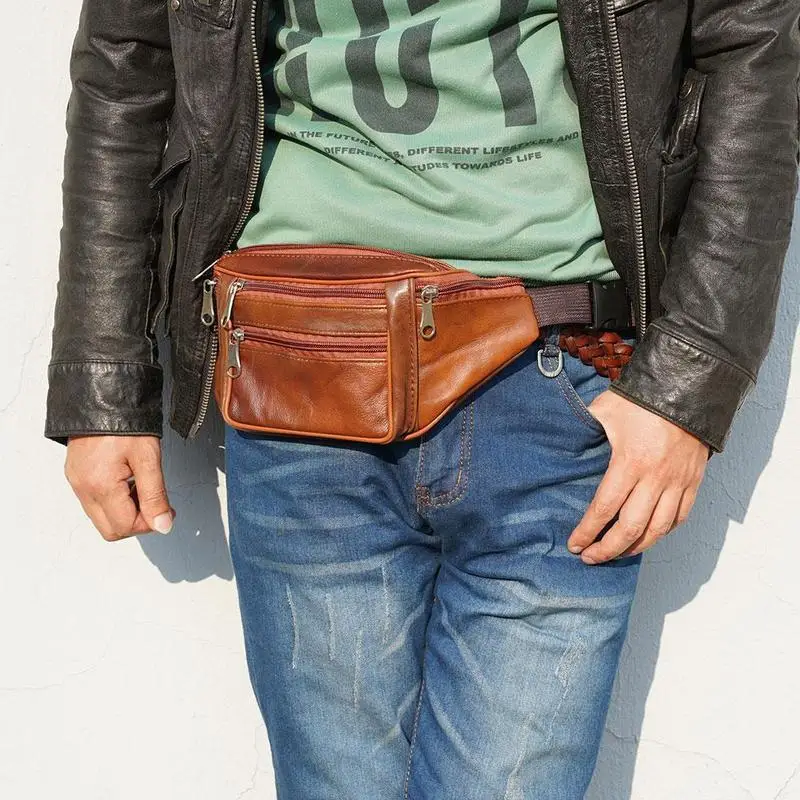 Herren-Gürteltasche aus PU-Leder, Hüfttasche, Kunstleder-Bauchtasche, modische, luxuriöse kleine Umhängetasche für Männer – Detail 9