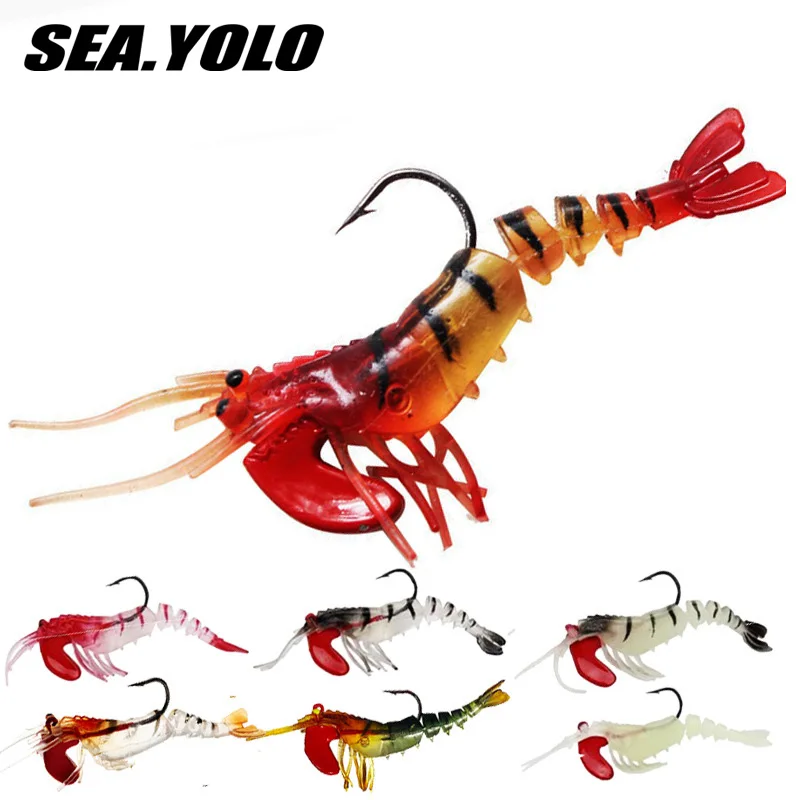 

SeaYolo Silicone Artificial Bait Simulation Soft Prawn Wobbler Jigging Hook Luminous Shrimp With Hooks Carp Wobbler For Fishing