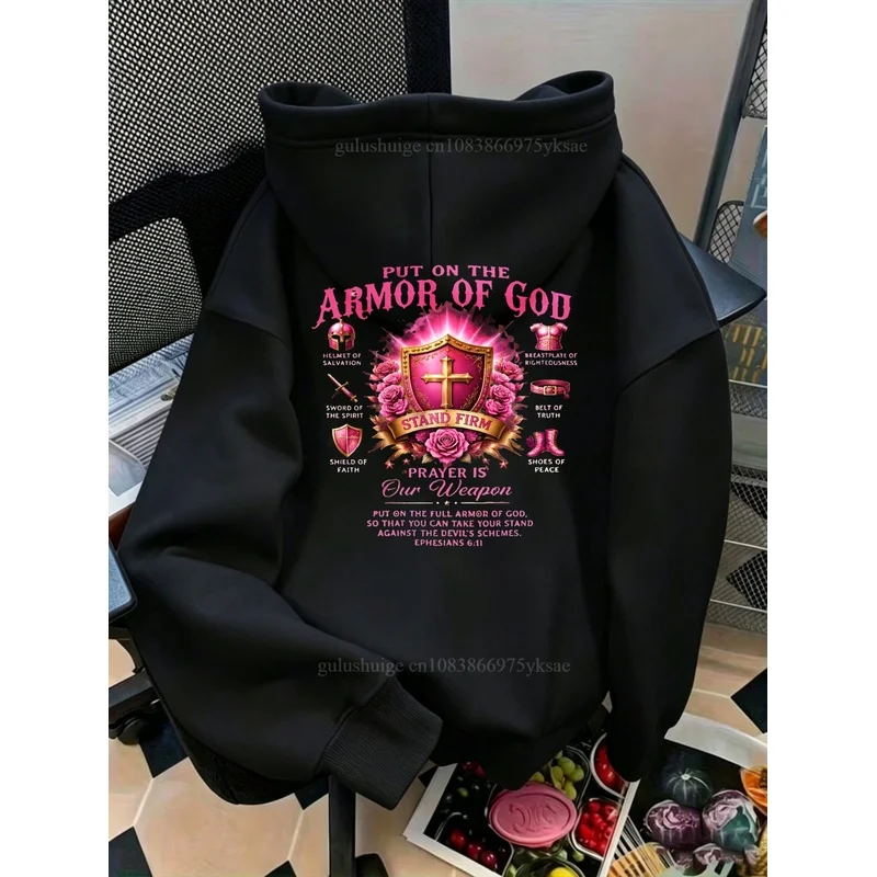 Vintage Hoodie Halloween Gifts Armor Of God Stand Firm Prayer Bible Verse Autumn Winter Fall Clothes Christian Gift For Women