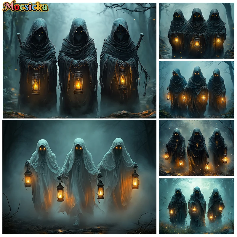 

Mocsicka Halloween Backdrop For Photography Dark Night Forest Wizard Ghost Terror Party Background Shooting Decoration Photozone