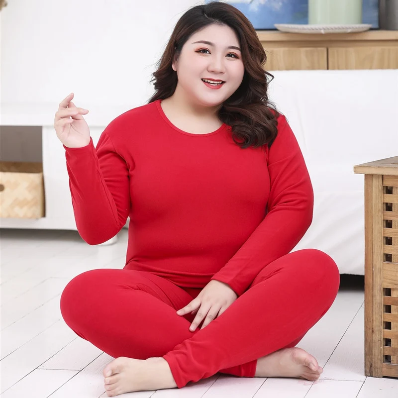 

2023 New Winter Plus Size Thick Warm Thermal Underwear Sets for Women Long Sleeve Sleepwear Suit Body Shaper Long Johns Bodysuit