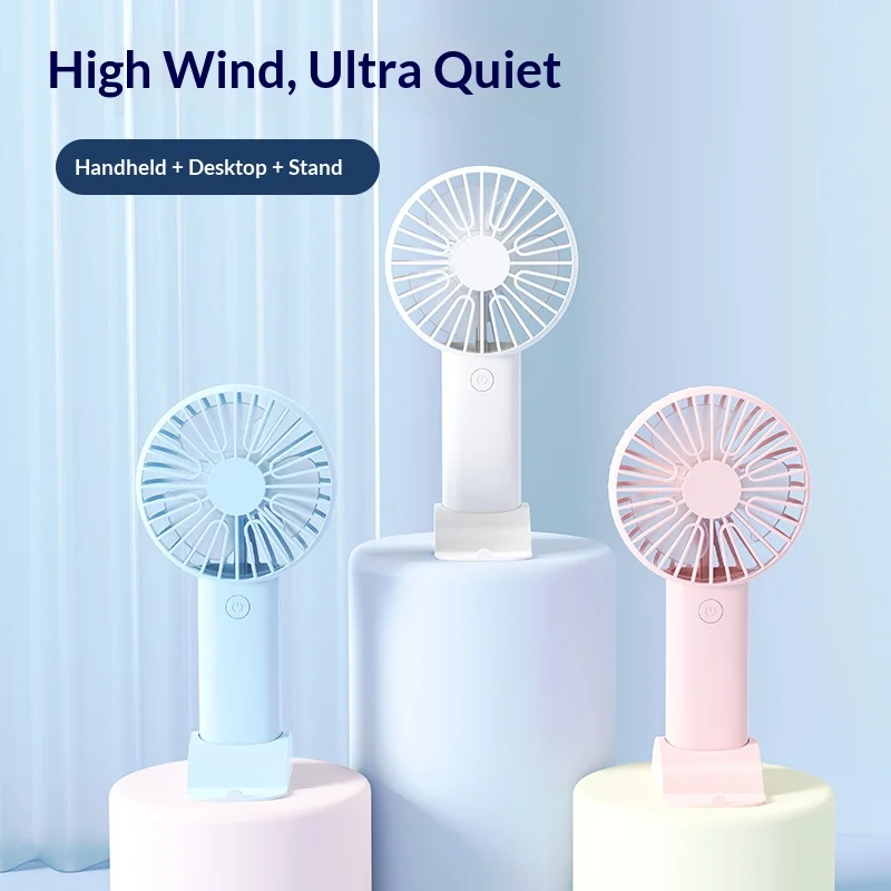 Mini Handheld Fan 3 In 1 Portable Desk Fan with Stand USB Rechargeable Small Fan for Travel Office Home