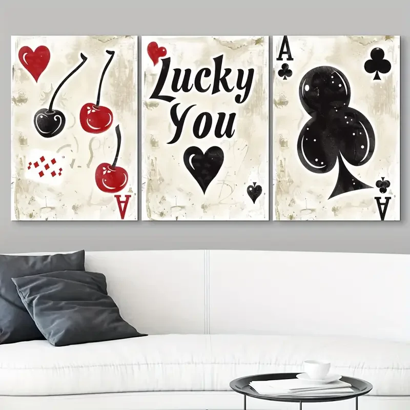 3pcs/set Lucky You No Framed Canvas Poster, Modern Wall Art for Bedroom, Living Room, and Corridor, Ideal Decor and Room