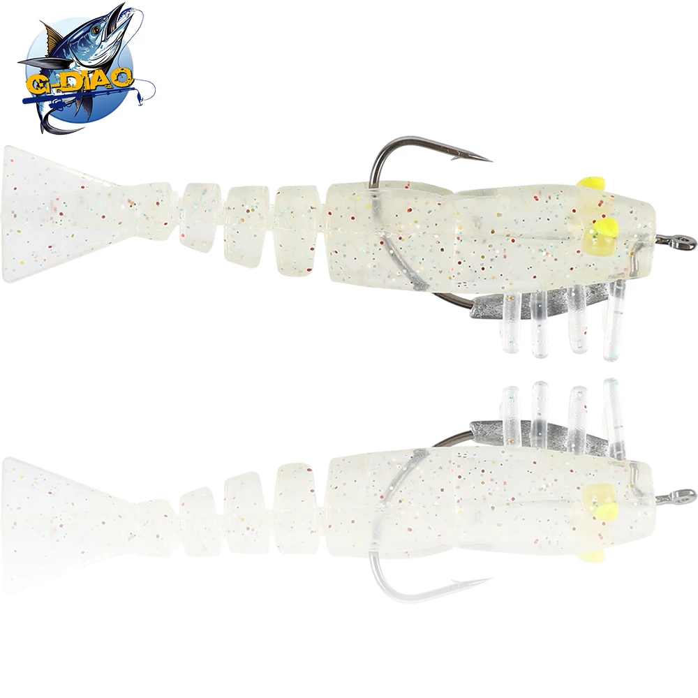 

G-DIAO Luminous Eyes Silicone Shrimp With Hook Artificial Pesca Soft Bait Fishing Shrimp Lure For Pesca Pike