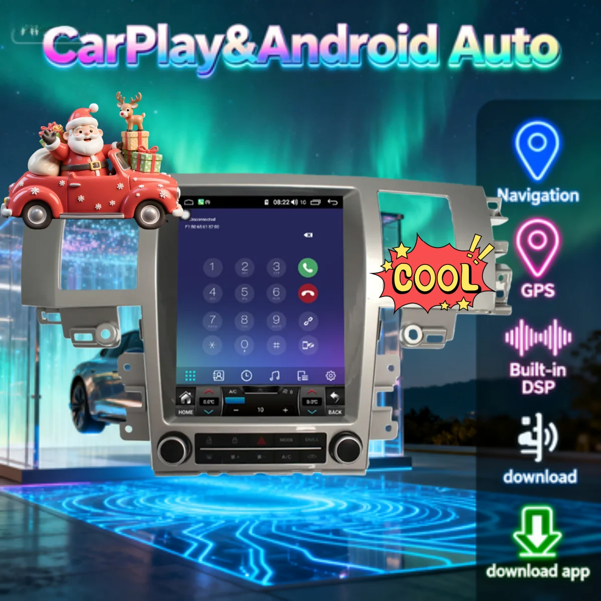 Android 14 For Jaguar XF XFL 2008-2015 Wireless Carplay Car Bluetooth GPS Navigation Auto Multimedia Player Radio Stereo Stereo