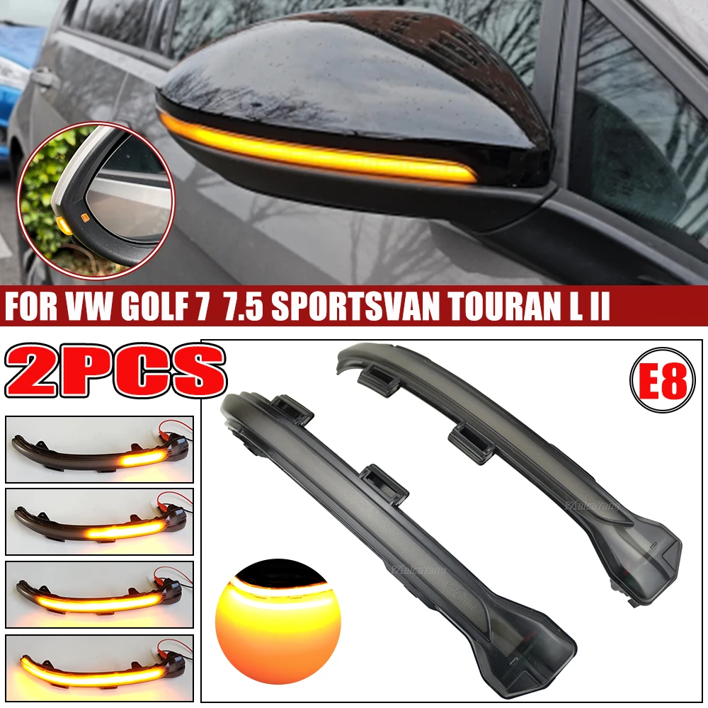 For VW Volkswagen Golf 7 Jetta MK7 19 VII MK7 Golf 7.5 GTI R Touran LED Dynamic Turn Signal Blinker Side Mirror Indicator Light