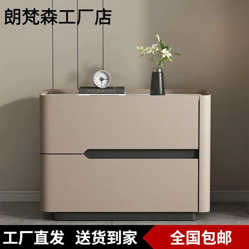 AOLIVIYA Bedroom Bedside Table Nightstand Sofa Side Storage Cabinet Solid Wood Italian Modern Light Luxury Integrated Simple