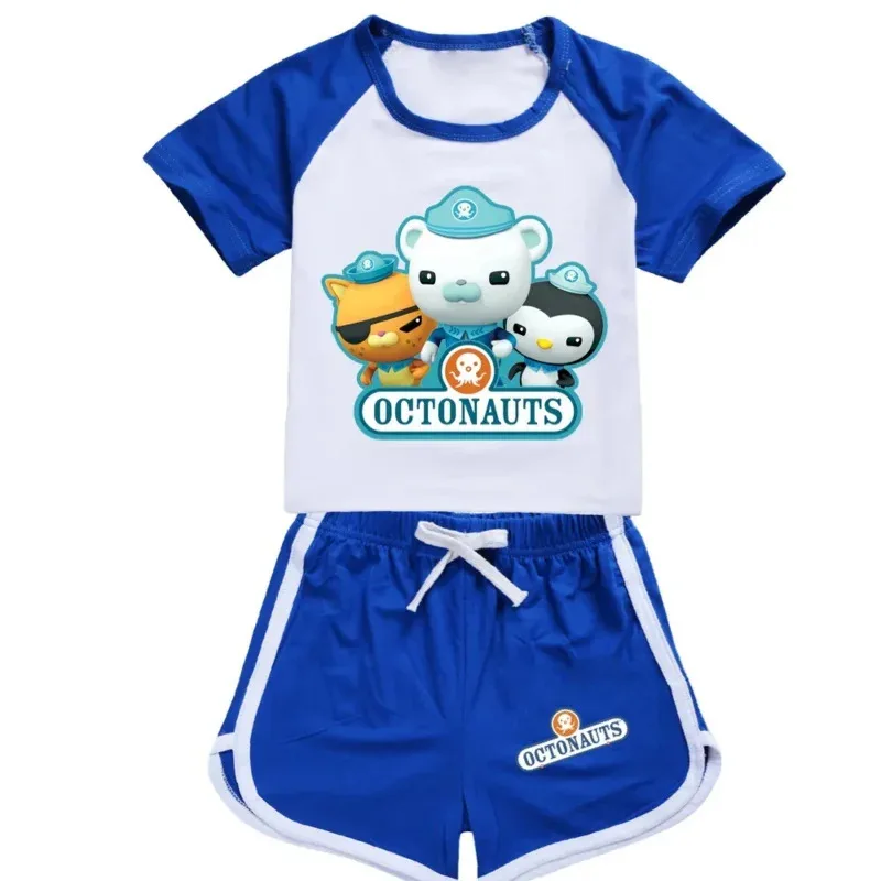Filme octonauts bebê crianças roupas casuais esporte terno para meninos menina manga curta topos tshirt calças define crianças pijamas outfit