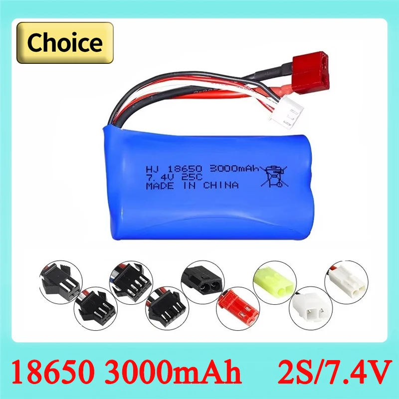 7.4V 3000mah 18650 Lipo Battery for Q46 Wltoys 10428/12428/12423 X9115 Q46 RC Car Spare Accessories High capacity 2S battery