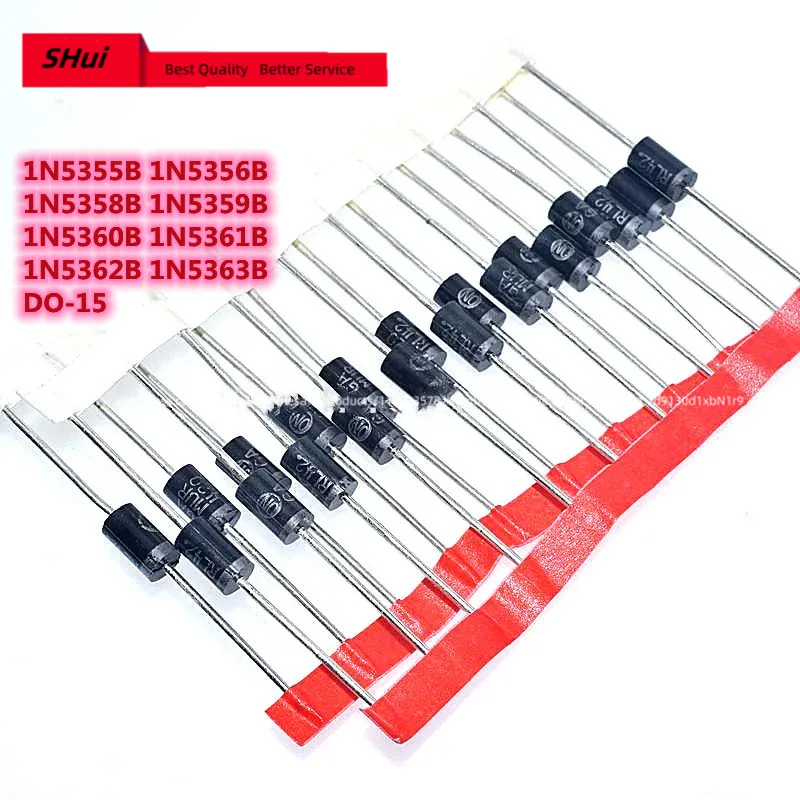 50PCS Zener diode 5W 18V 19V 20V 22V 24V 25V 27V 28V 30V 1N5355B 1N5356B 1N5358B 1N5359B 1N5360B 1N5361B 1N5362B 1N5363B DO-15