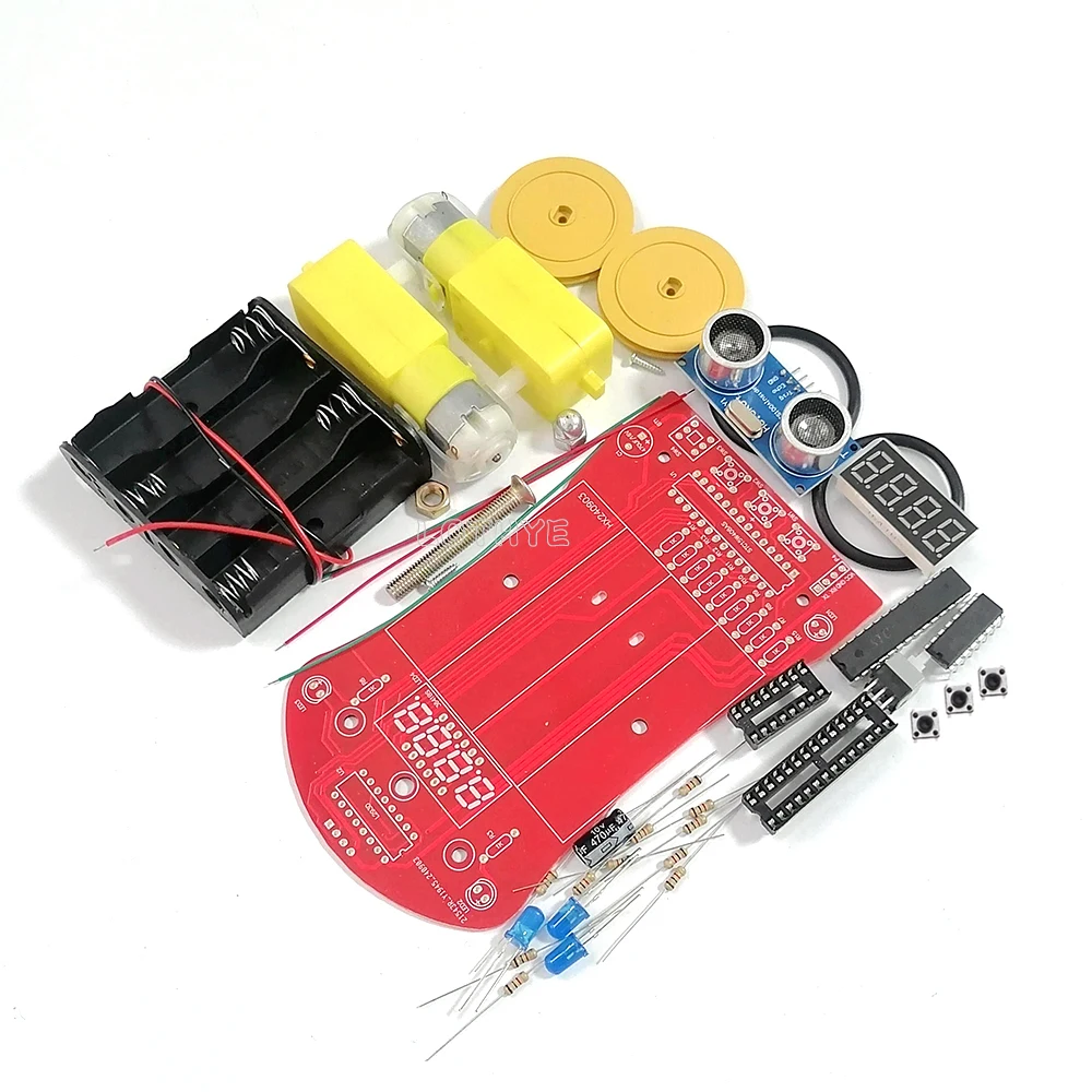 DIY Electronic Kit Intelligent Ultrasonic Distance Measurement Obstacle Avoidance Car Track Line Robot Welding Practice