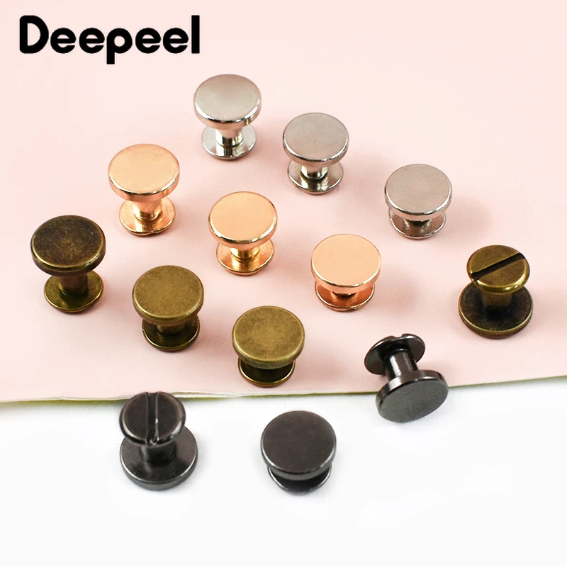 

10-30Pcs Deepeel 5-8mm Metal Rivets Double Cap Side Round Flat Head Rivet Leather Wallet Solid Screw Fasteners DIY Accessories